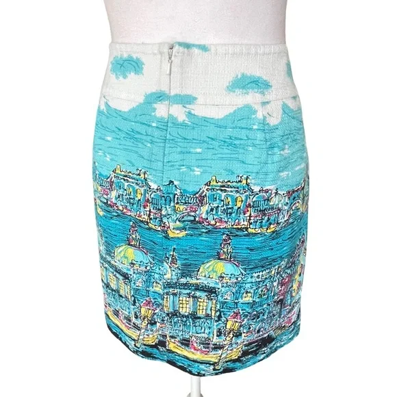 Talbots Venice Grand Canal Scenic Print Skirt Women’s Size 10P - Picture 5 of 14